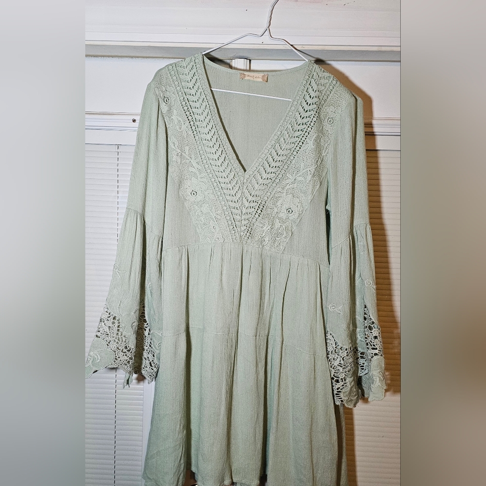 Altar'd State Babydoll Dress  Crochet Women's Size Small Fairy Peasant Boho